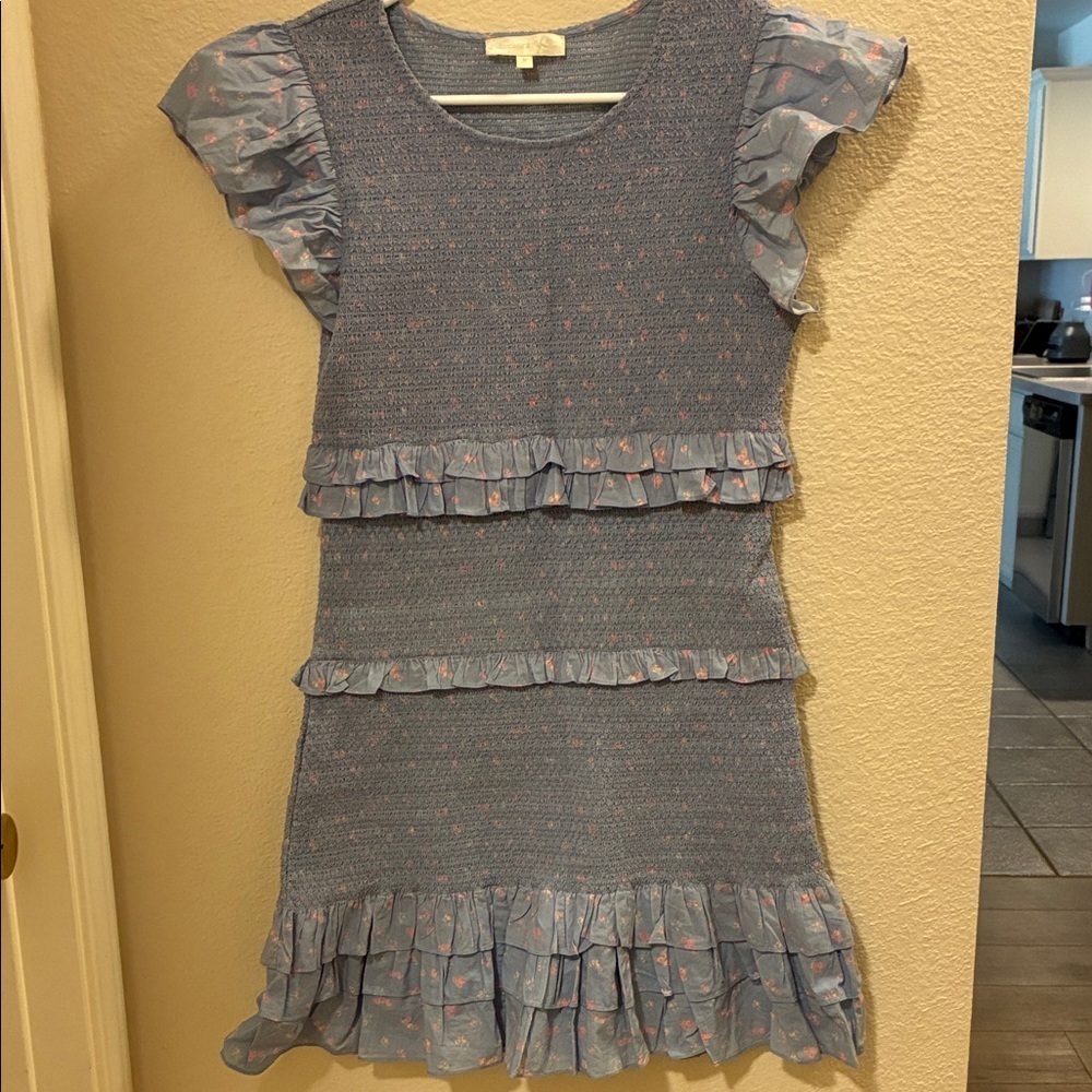 LoveShackFancy Light Blue Ruffle Mini Dress like new 🆕 - Picture 3 of 7
